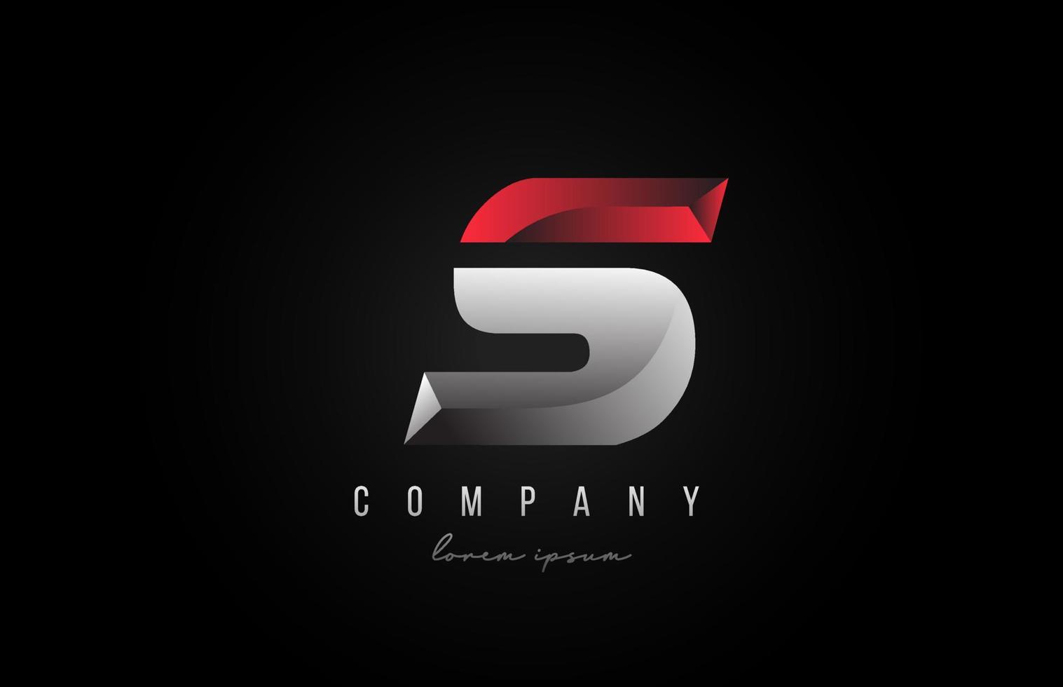 Logo-Symbol des Alphabetbuchstabens in rot-grau-silberner Farbe. Kreatives Design für Business und Unternehmen mit 3D-Styling vektor