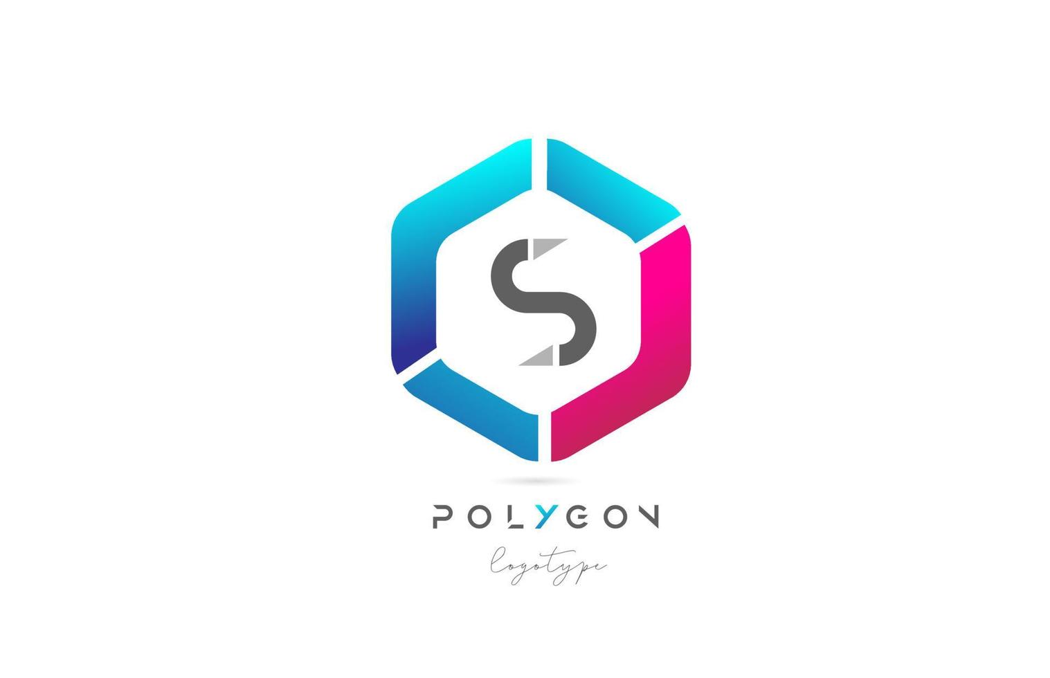 s polygon rosa blå ikon alfabetet brev logotyp design för företag och företag vektor
