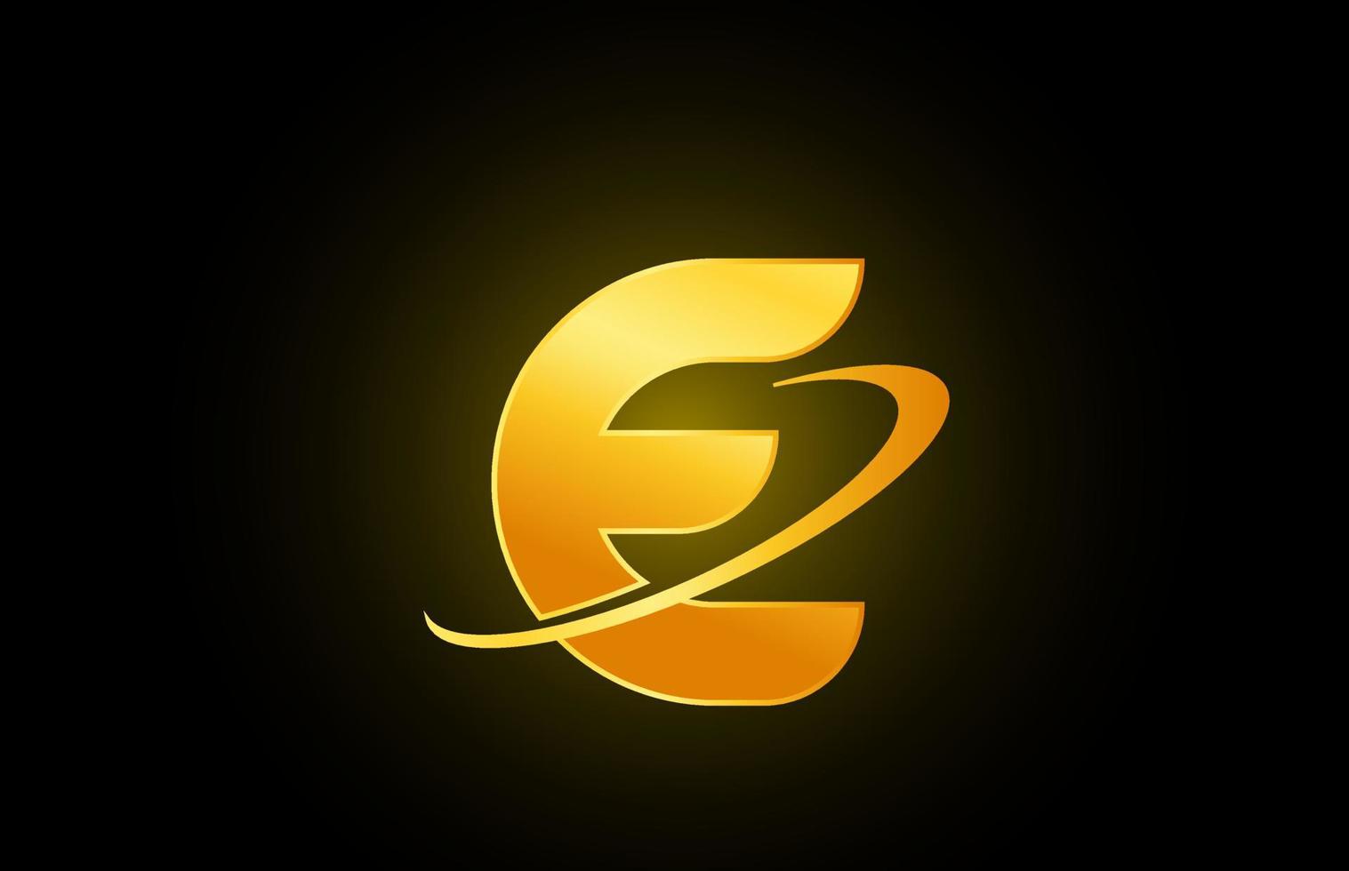 e alfabetet brev logotyp ikon för företag och företag med gulddesign vektor
