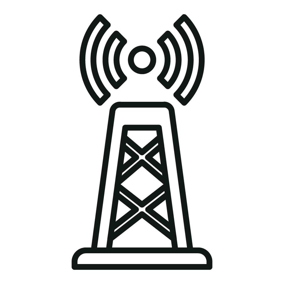 W-lan Anbieter Turm Symbol Gliederung Vektor. Internet Digital Daten vektor