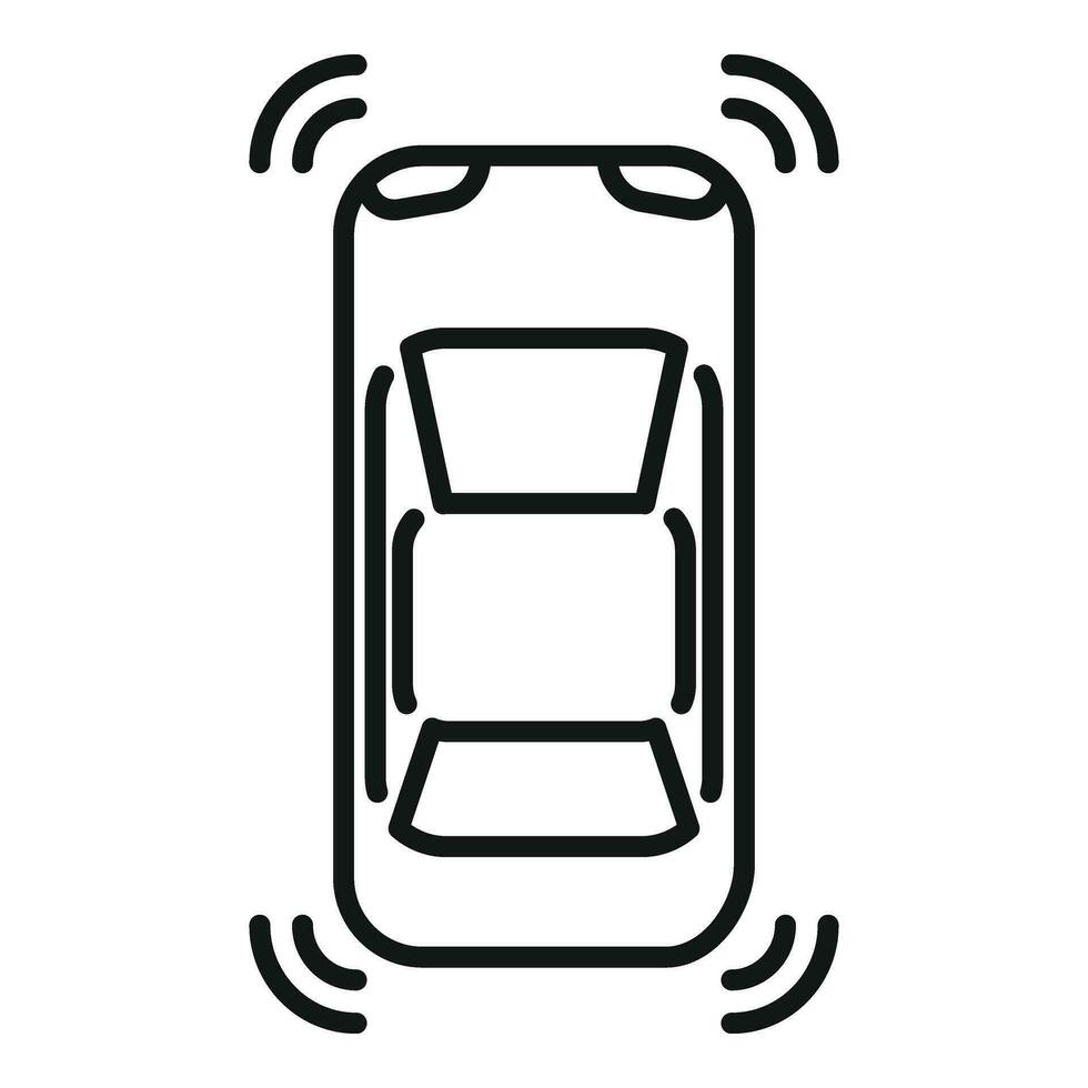 Sicherheit Fahrzeug oben Aussicht Symbol Gliederung Vektor. Steuerung System vektor