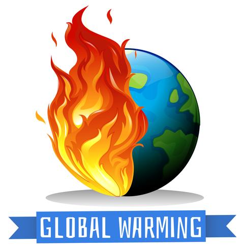 Die globale Erwärmung mit der Erde in Flammen vektor