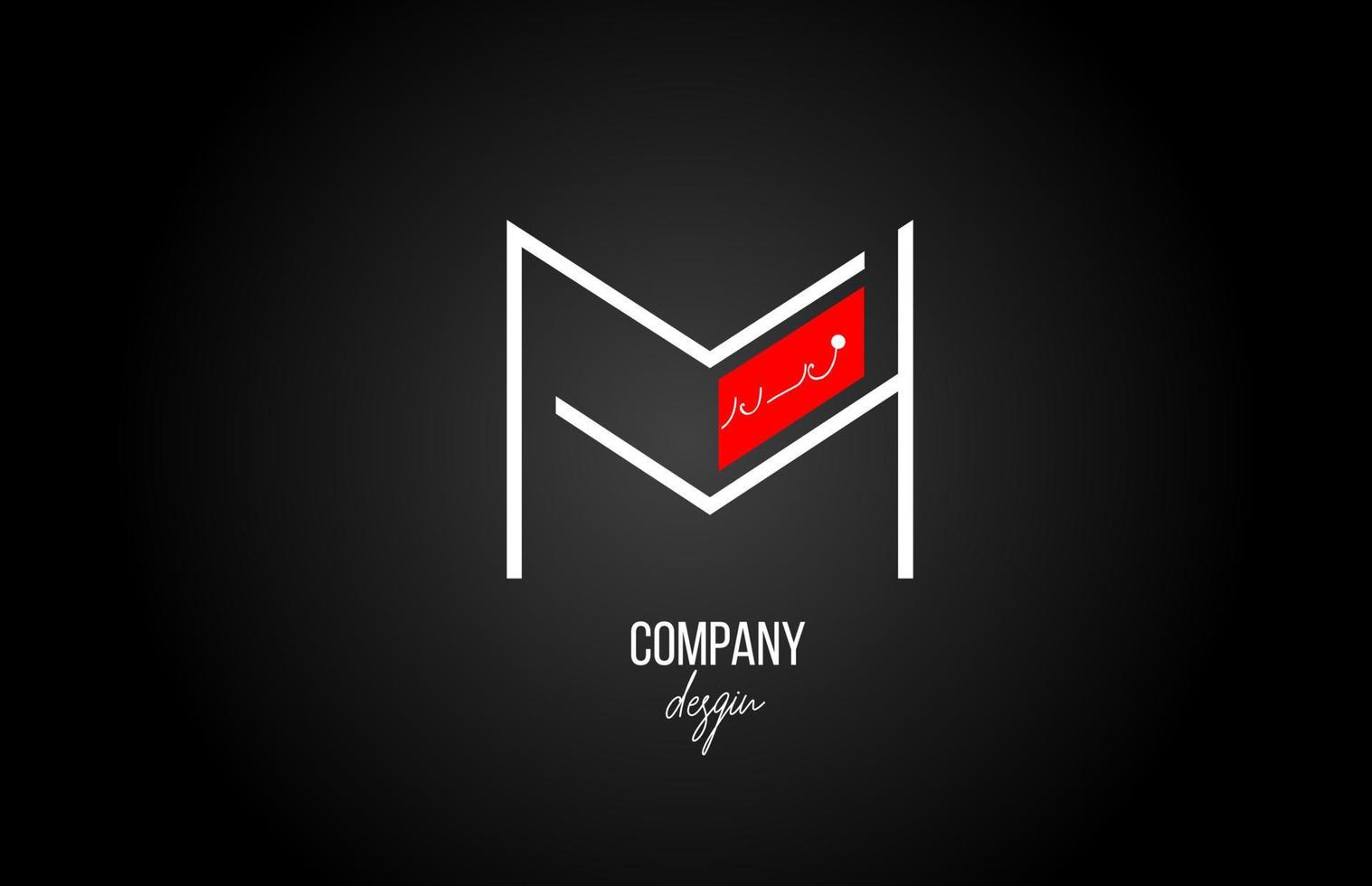 m Alphabet Buchstabenlogo mit floralem Vintage-Design-Symbol in schwarz-weiß-rot für Unternehmen und Unternehmen vektor
