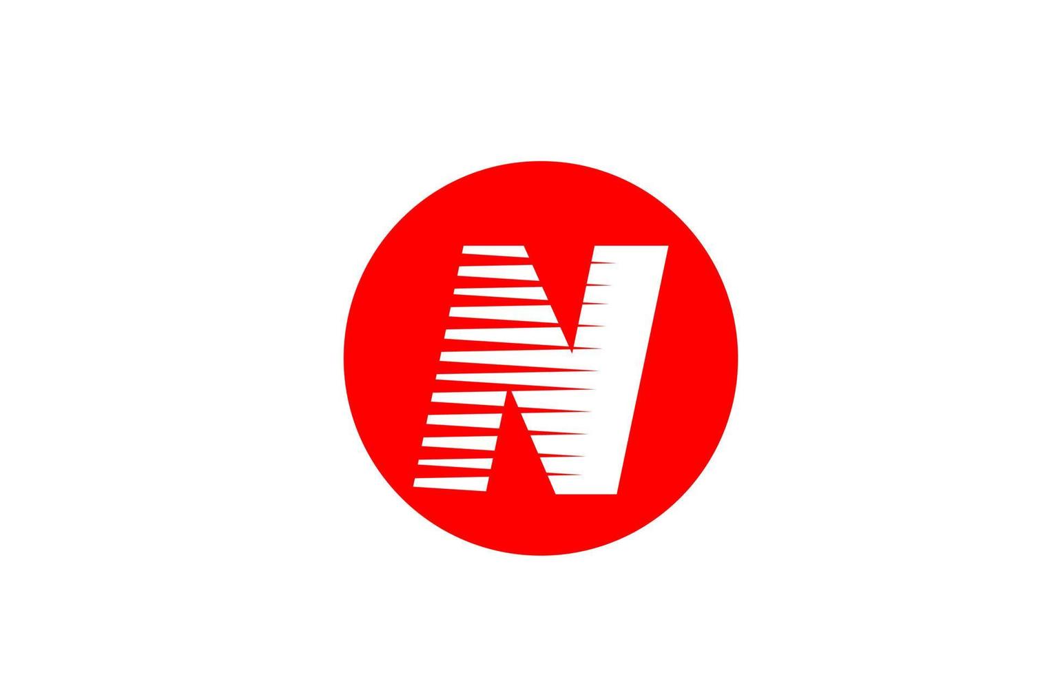 alfabetet brev logotyp n ikon för företag och företag. enkel ikondesign för företagsidentitet med ränder och röd cirkel vektor