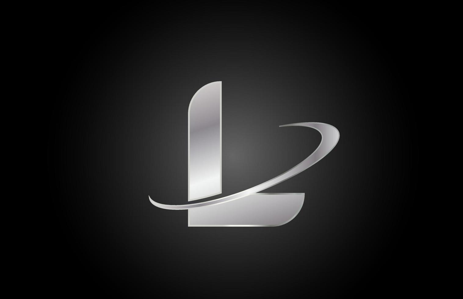 l Metall-Alphabet-Buchstaben-Logo-Symbol für Unternehmen mit Swoosh-Design vektor