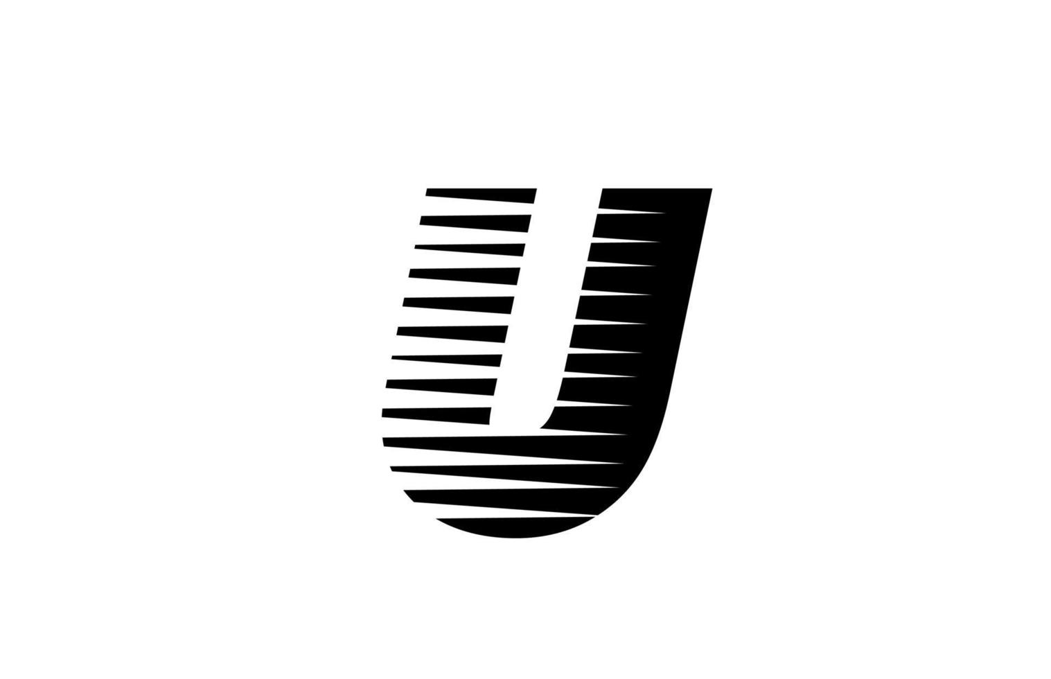 rad ränder u alfabetet brev logotypen ikon för företag och företag. enkel svartvit bokstavsdesign för identitet vektor