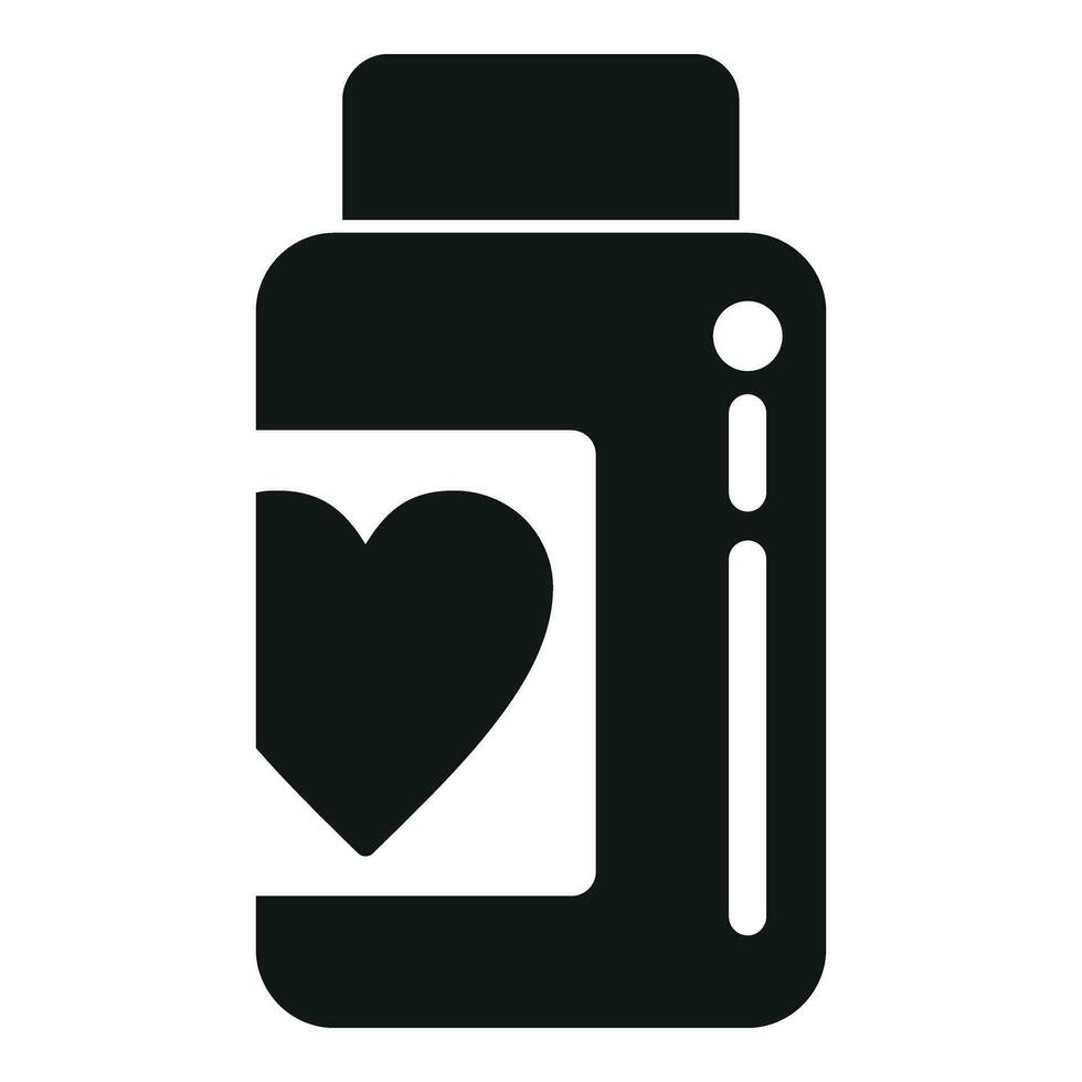 Kapsel Flasche Tabletten Symbol einfach Vektor. Herz Gesundheit vektor