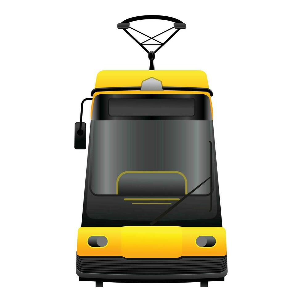 Vorderseite Aussicht von Straßenbahn Auto Symbol Karikatur Vektor. modern alt Stadt vektor