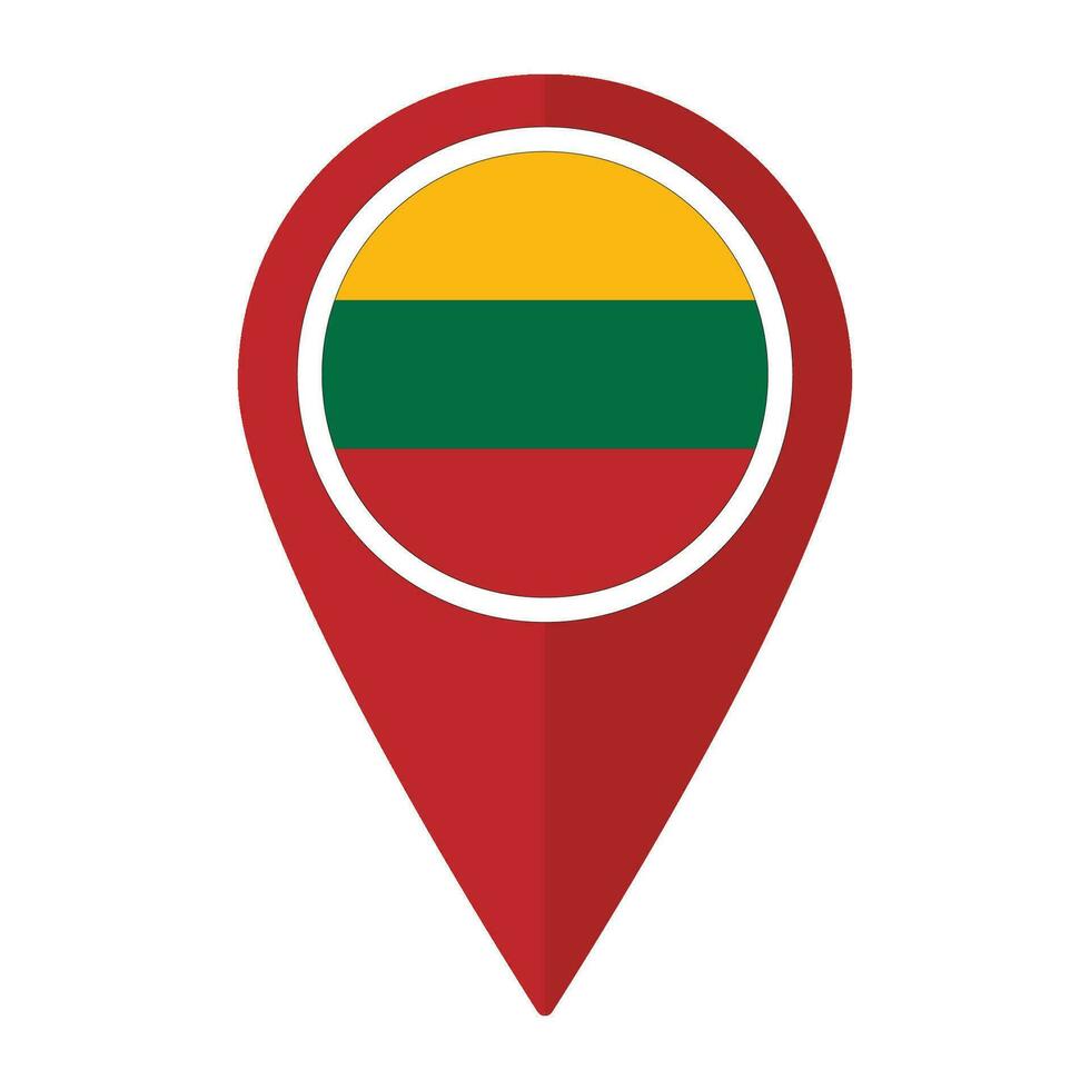 litauen flagga på Karta precisera ikon isolerat. flagga av litauen vektor