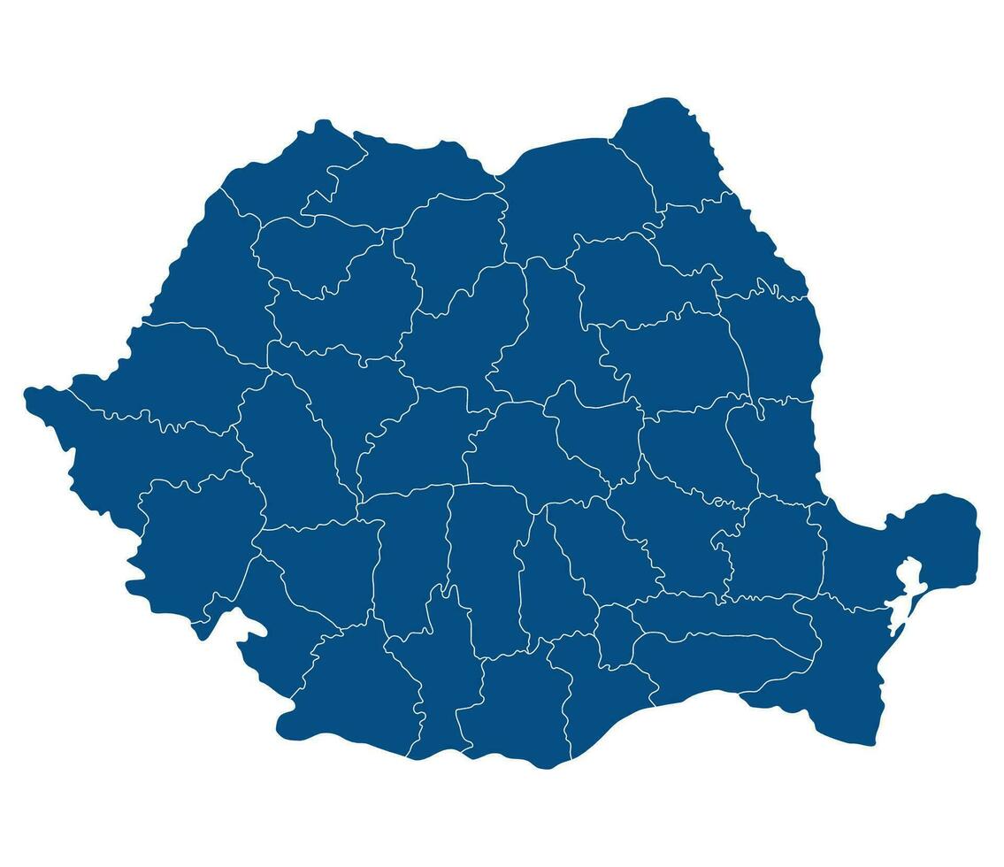 rumänien Karta. Karta av rumänien i administrativ provinser i blå Färg vektor
