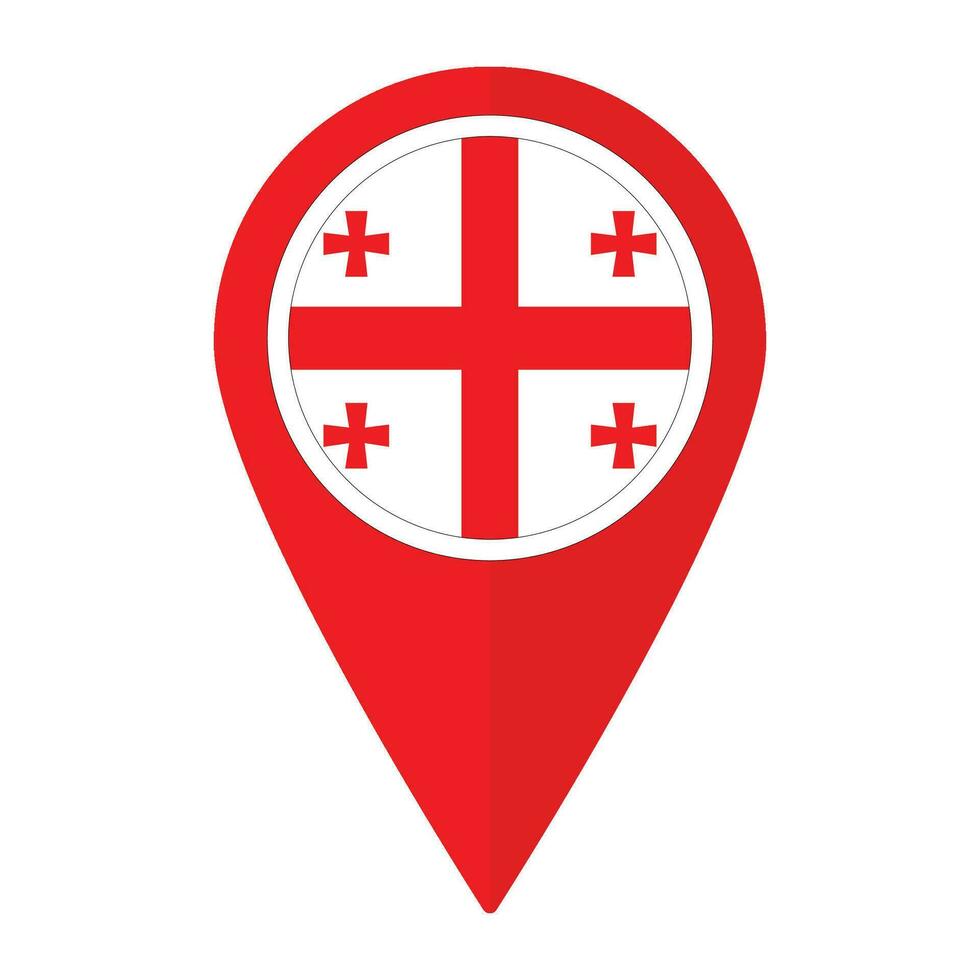 Georgia Flagge auf Karte punktgenau Symbol isoliert. Flagge von Georgia vektor