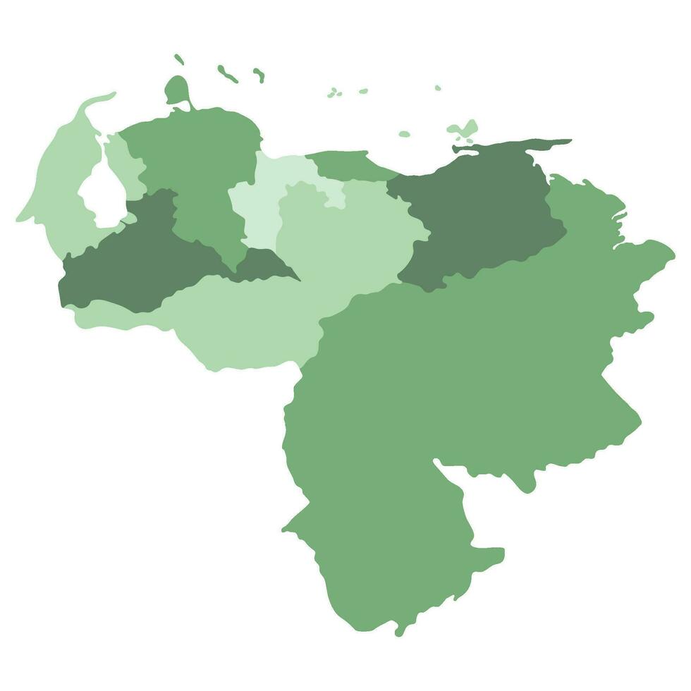 venezuela Karta. Karta av venezuela i elnätet regioner i Flerfärgad vektor