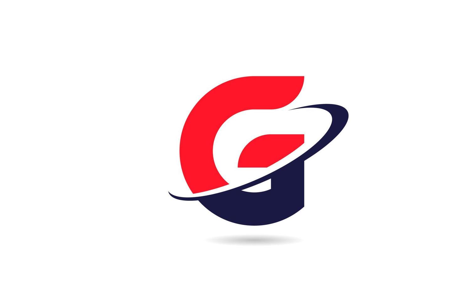g alfabetet brev logotyp ikon design i röd blå färg med swoosh för företag och företag vektor