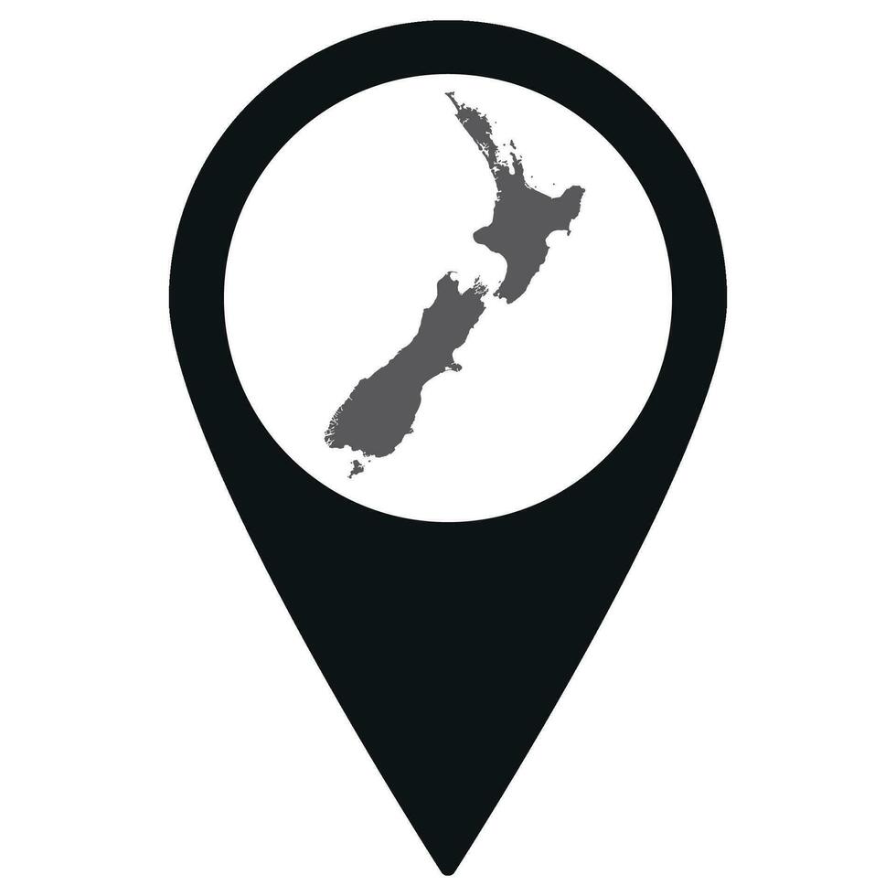 Neu Neuseeland Karte auf Karte Stift Symbol schwarz Farbe isoliert vektor