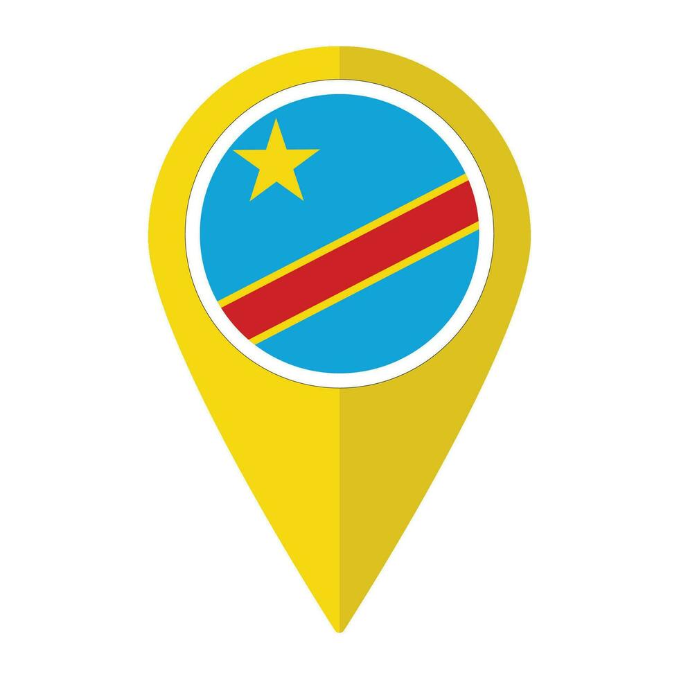 demokratisch Republik von das Kongo Flagge auf Karte punktgenau Symbol isoliert. vektor