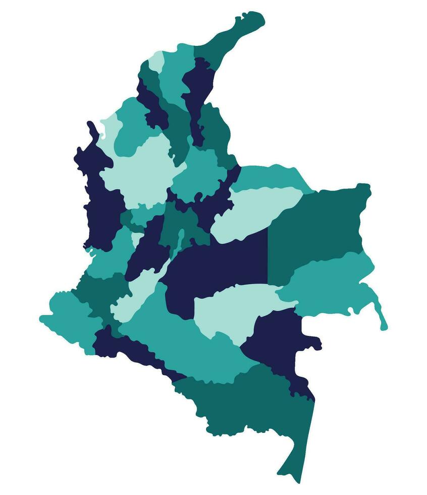 colombia Karta. Karta av colombia i administrativ provinser i Flerfärgad vektor