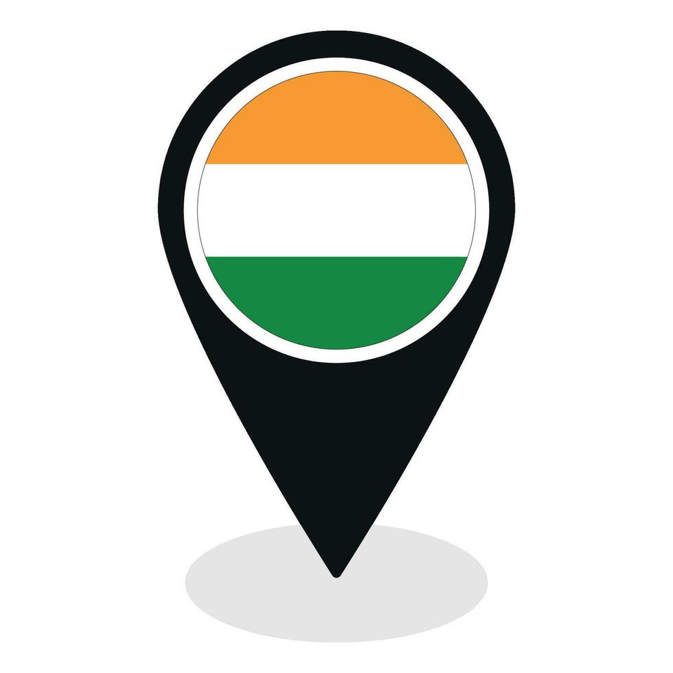 Indien Flagge auf Karte punktgenau Symbol isoliert. Flagge von Indien vektor