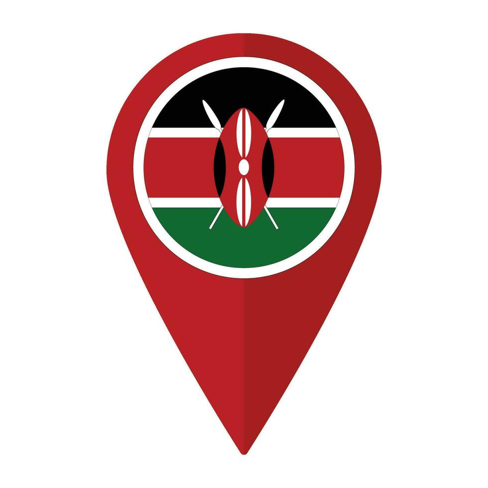 Kenia Flagge auf Karte punktgenau Symbol isoliert. Flagge von Kenia vektor