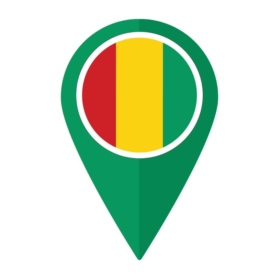 Guinea Flagge auf Karte punktgenau Symbol isoliert. Flagge von Guinea vektor