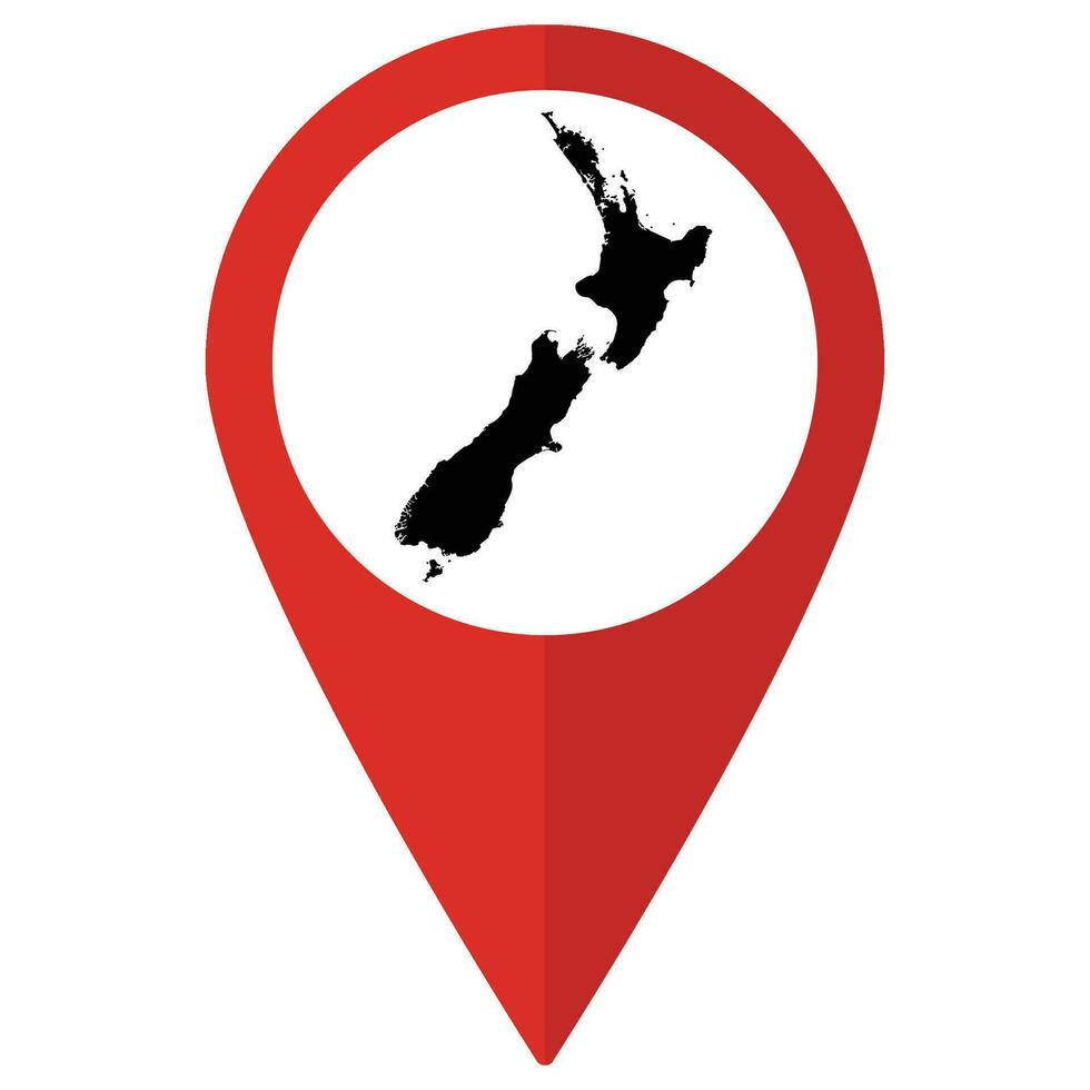 Neu Neuseeland Karte auf Karte Stift Symbol rot Farbe isoliert vektor