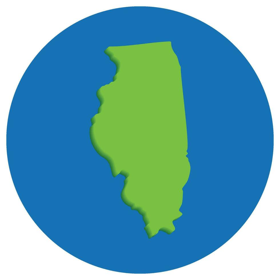 Illinois Zustand Karte im Globus gestalten Grün mit Blau Kreis Farbe. Karte von das uns Zustand von Illinois. vektor