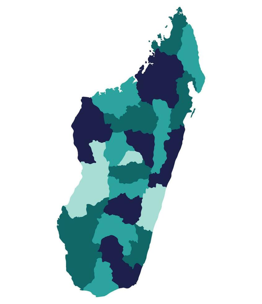 madagaskar Karta. Karta av madagaskar i administrativ provinser i Flerfärgad vektor