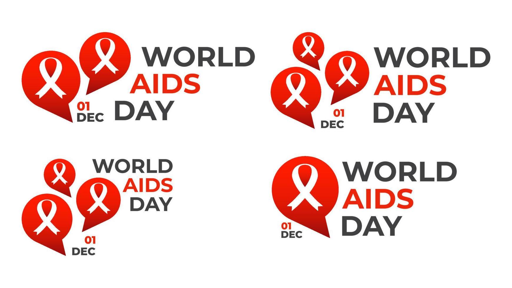 Welt-Aids-Tag-Abzeichen-Sammlung. Hilfsband mit Sprechblase vektor