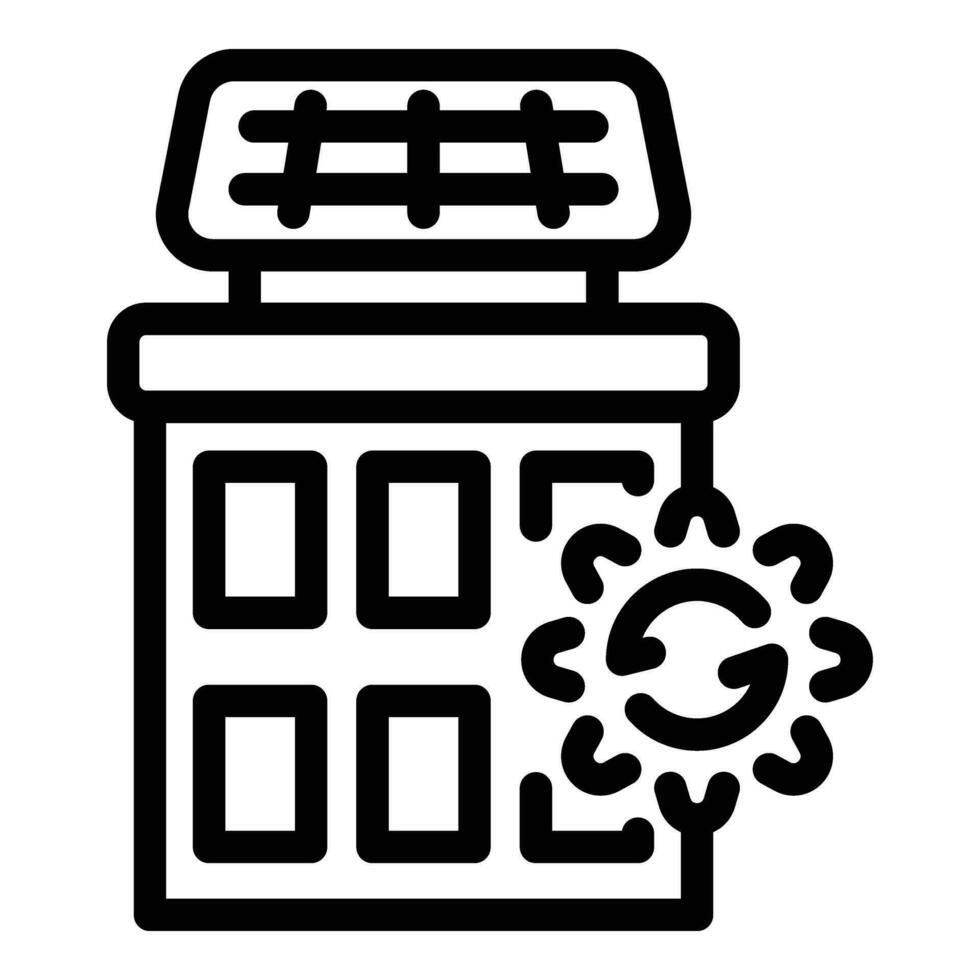 sol- panel tak hus ikon översikt vektor. elektricitet nätverk systemet vektor