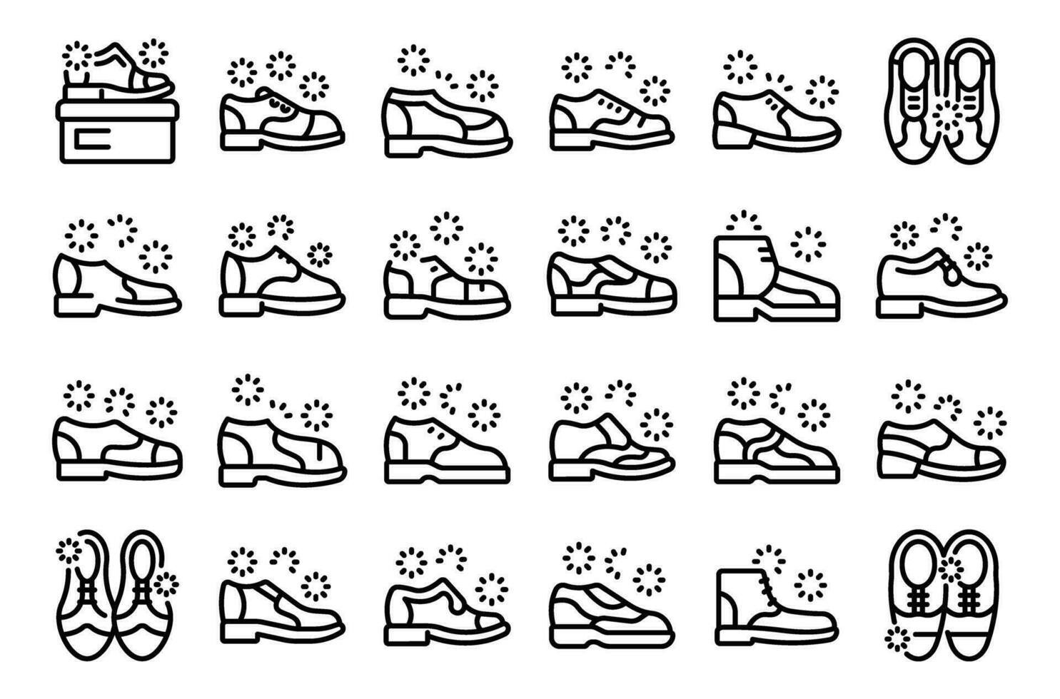 oxford skor ikoner uppsättning översikt vektor. formell män vektor