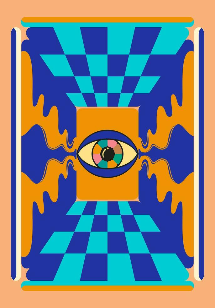 retro Auge Kunstwerk Layout Hintergrund Muster Illusion Illustration Vektor Banner Poster Kunst drucken editierbar