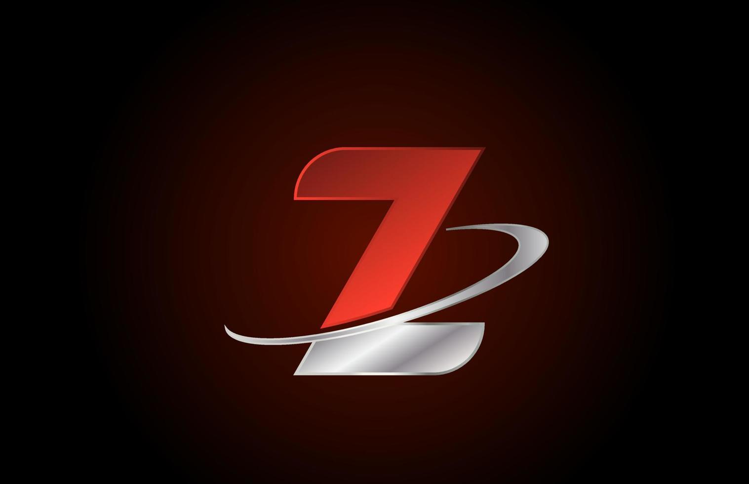 z rotes Metall-Alphabet-Logo-Symbol für Unternehmen mit grauem Swoosh-Design vektor