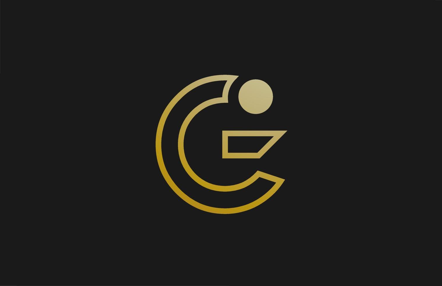 Gold goldene Linie g Alphabet Buchstaben Logo Design mit Kreissymbol für Unternehmen und Unternehmen vektor