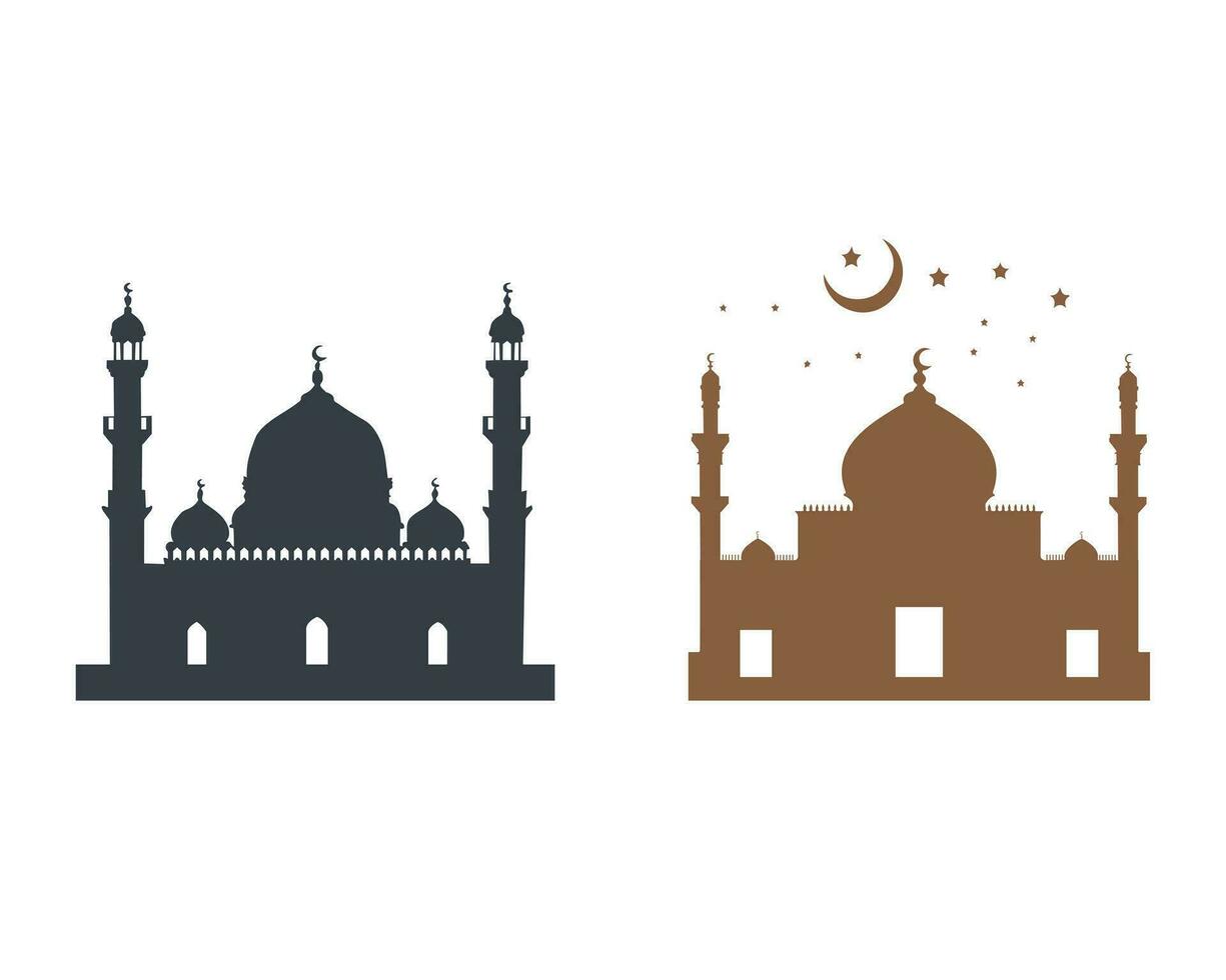 fri platt moské masjid silhuett vektor