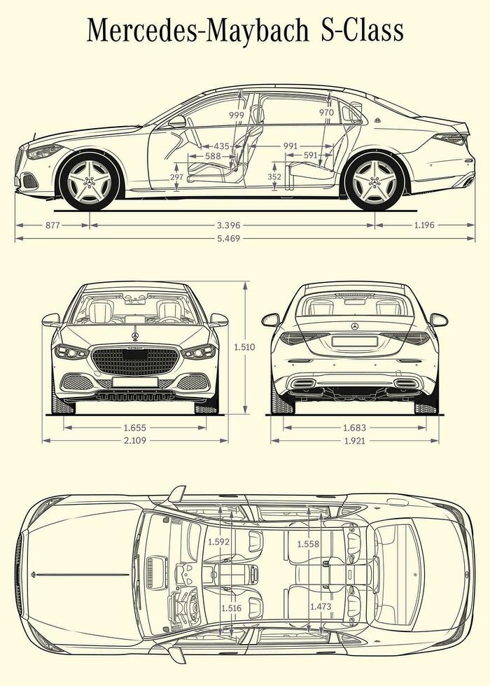 2020 Mercedes Benz s Klasse Maibach Auto Entwurf vektor