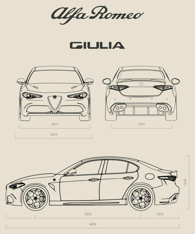 alfa Romeo Giulia Auto Entwurf vektor