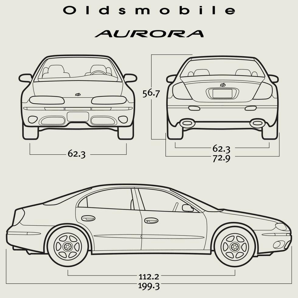 2001 Oldsmobile Aurora Auto Entwurf vektor