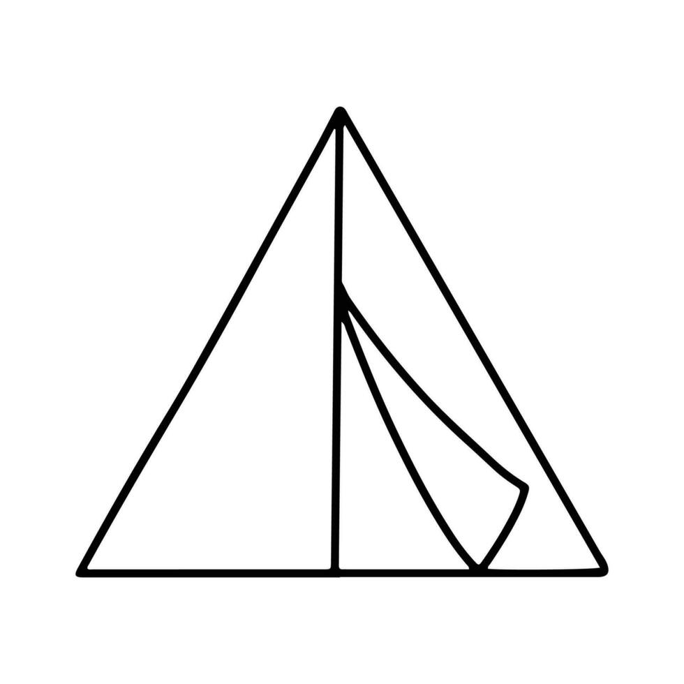 linjär svart vit tält ikon. enkel stock vektor illustration isolerat på vit bakgrund. tält för vandring och reser. översikt tält för vild liv i natur. kan vara Begagnade som en klistermärke, symbol, tecken