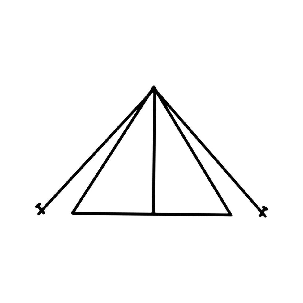 linjär svart vit tält ikon. enkel stock vektor illustration isolerat på vit bakgrund. tält för vandring och reser. översikt tält för vild liv i natur. kan vara Begagnade som en klistermärke, symbol, tecken