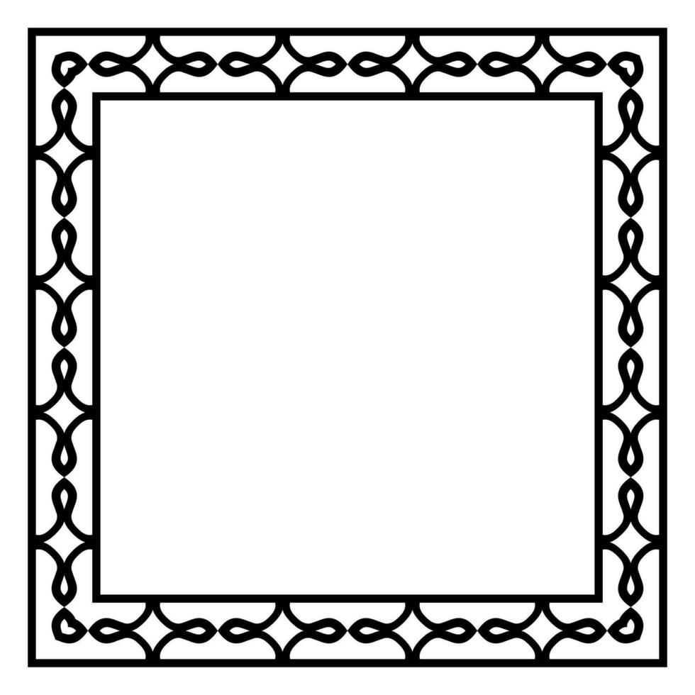 Rand Rahmen Platz Muster. islamisch, indisch, griechisch Motive. geometrisch Frames im schwarz Farbe isoliert auf Weiß Hintergrund vektor