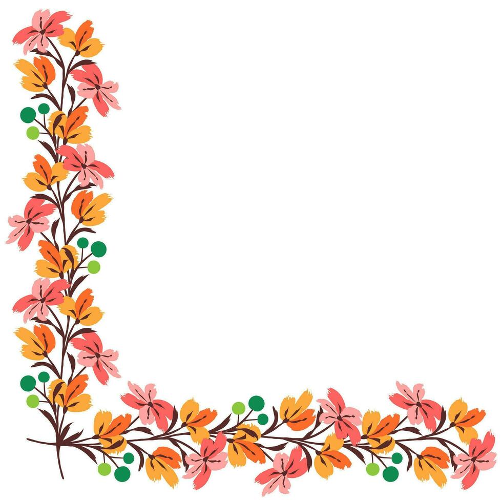 Blume Rahmen Rand Größe a4, Format a4. Blumen- Muster. süß Blumen- Hintergrund. Hintergrund mit Blume Bürste Schlaganfälle vektor