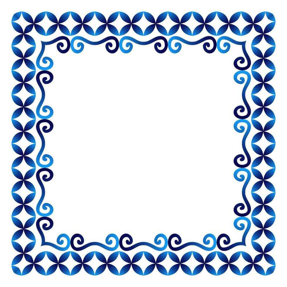 gräns ram keramisk bricka mönster. islamisk, indian, arabicum motiv. damast- gräns fyrkant mönster. porslin etnisk bohemisk bakgrund vektor
