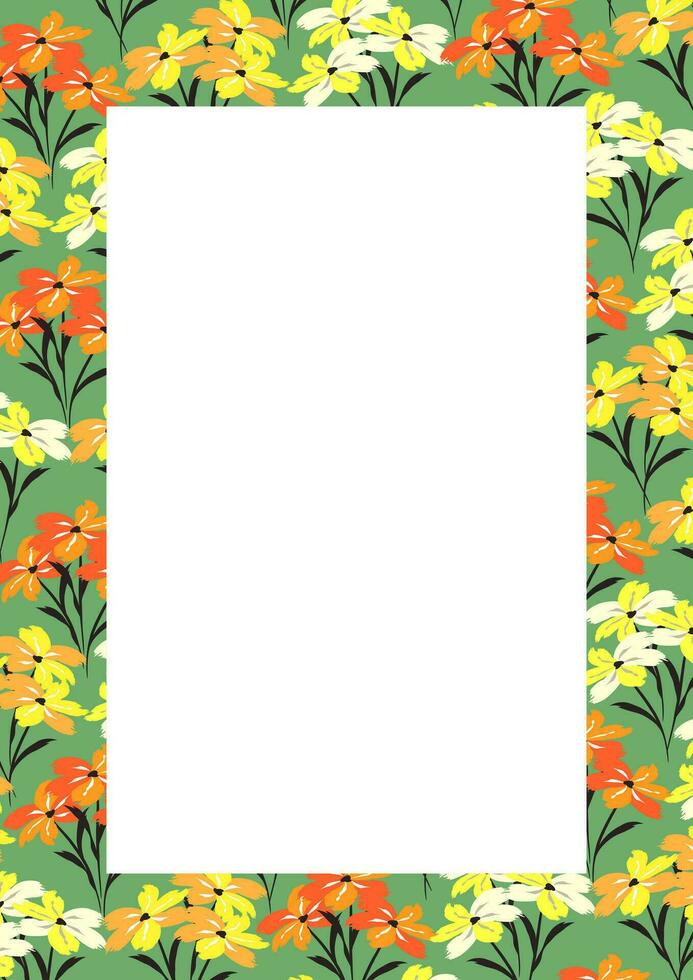 Blume Rahmen Rand Größe a4, Format a4. Blumen- Muster. süß Blumen- Hintergrund. Hintergrund mit Blume Bürste Schlaganfälle vektor