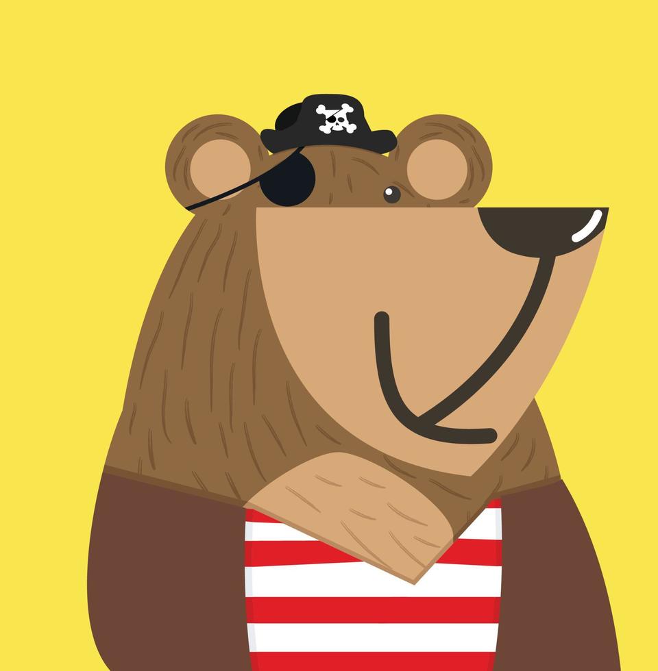 söt björn doodle vektor pirat