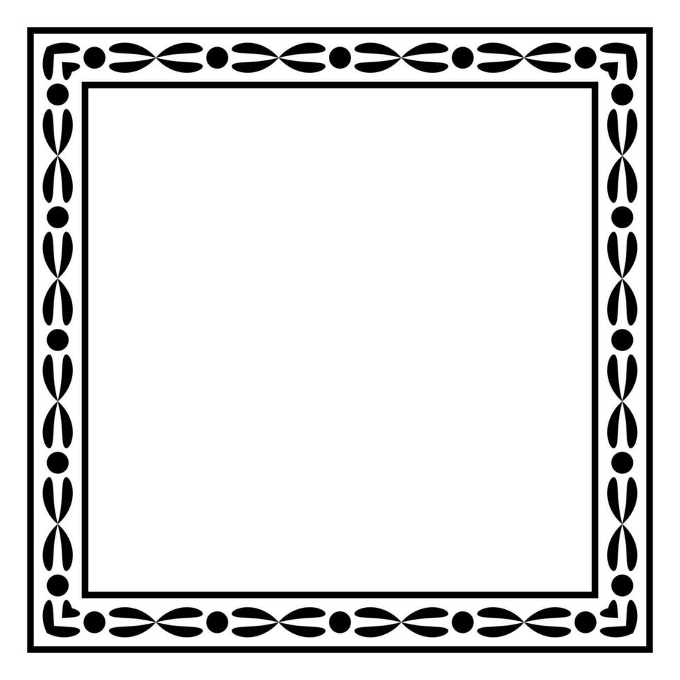 gräns ram fyrkant mönster. islamisk, indian, grekisk motiv. geometrisk ramar i svart Färg isolerat på vit bakgrund vektor