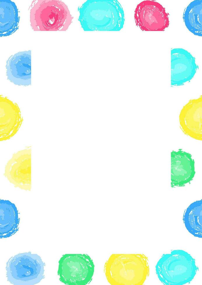 gezeichnet Kreise Rahmen Rand Größe a4, Format a4. runden Pinsel Muster. abstrakt Baby Hintergrund mit Kreise Bürste Schlaganfälle vektor