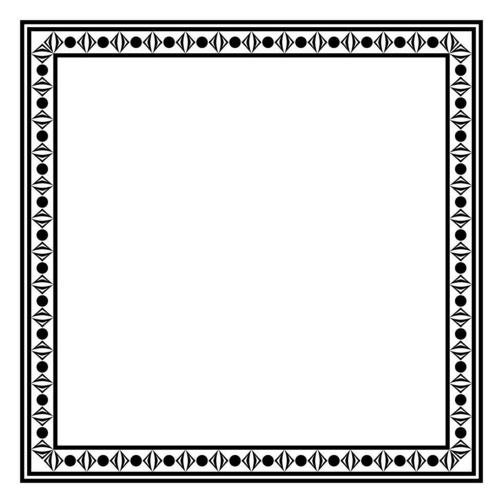 gräns ram fyrkant mönster. islamisk, indian, grekisk motiv. geometrisk ramar i svart Färg isolerat på vit bakgrund vektor