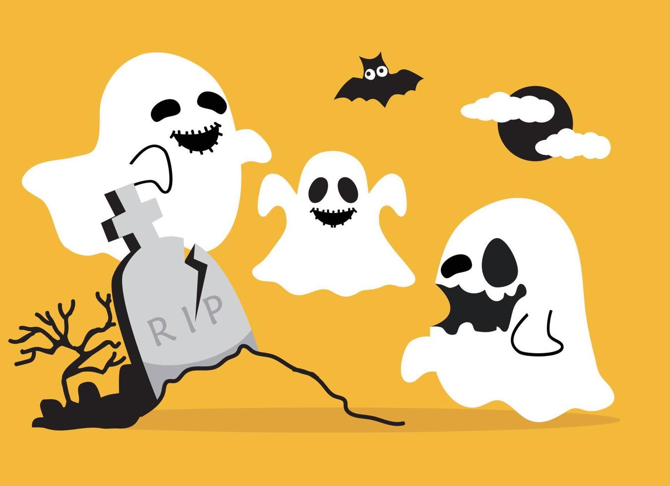 halloween doodle spöke tecknad vektor