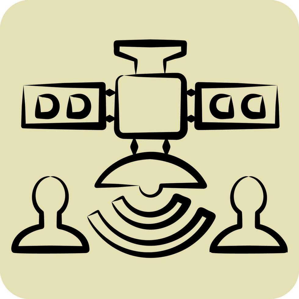 Symbol Kommunikation Satellit. verbunden zu Satellit Symbol. Hand gezeichnet Stil. einfach Design editierbar. einfach Illustration vektor