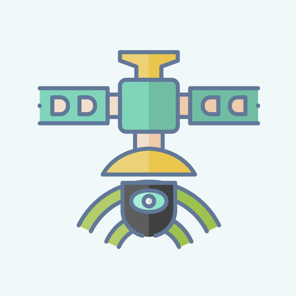 Symbol Überwachung Satellit. verbunden zu Satellit Symbol. Gekritzel Stil. einfach Design editierbar. einfach Illustration vektor