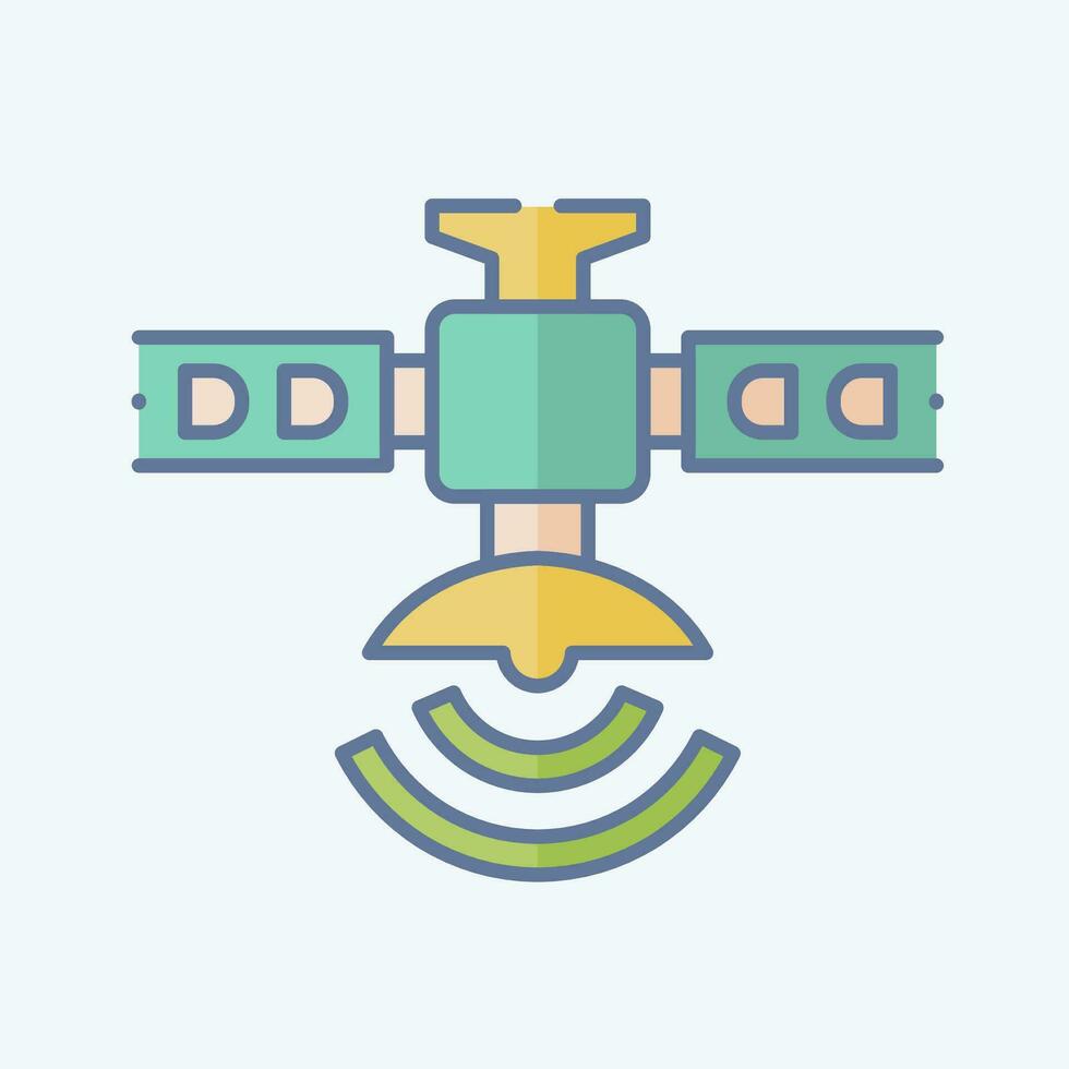 Symbol künstlich Satellit. verbunden zu Satellit Symbol. Gekritzel Stil. einfach Design editierbar. einfach Illustration vektor